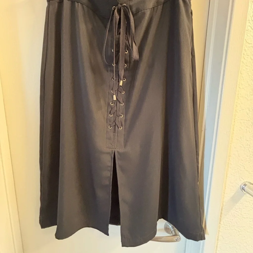 Who What Wear Black Lace-Up A-Line Skirt